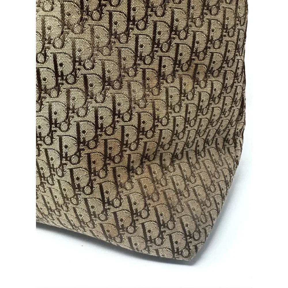 Dior Y2K John Galliano Monogram Detective Frame Beige Canvas Leather Bag